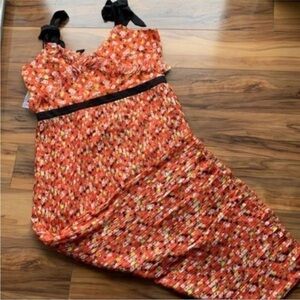 Foxiedox ditzy Floral pleated tie sleeve maxi dress L